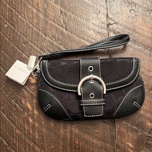 Coach Black and Silver Wristlet Clutch